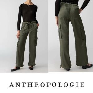 Anthropologie brand Sanctuary Satin Cargo Wide Leg Pants In Green